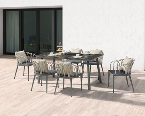 Set da pranzo all'aperto in alluminio verniciato a polvere