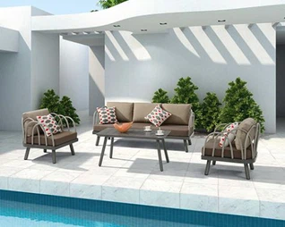 Set divani da esterno in alluminio verniciato a polvere