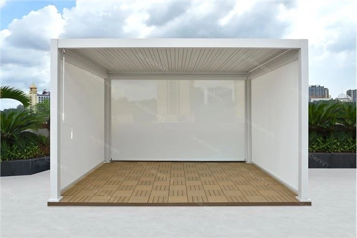 Howvin Coated Aluminium Pergola Outdoor Electric Aluminum Alloy Lifting Windproof Curtain Sunshade Telescopic Curtain Sunroom Balcony Windscreen